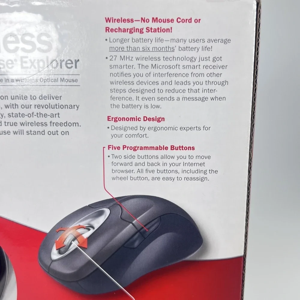 NIB Microsoft Wireless IntelliMouse Explorer M03-00069 Crimson Fire Open Box New